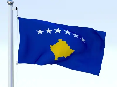Animated Kosovo Flag Low-poly 3D model