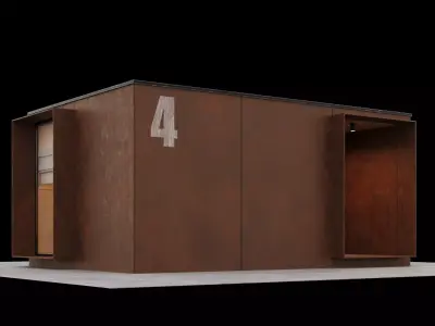Container hotel modul with furniture 3D model