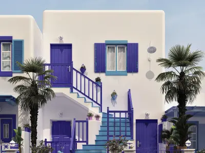 Exterior Greece Santorini Houses 3D model