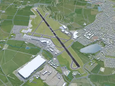 Leeds Bradford Airport 10km Low-poly 3D model