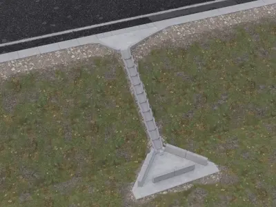 Road Stepped spillway set Low-poly 3D model