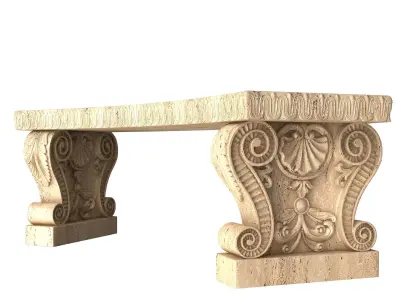 Stone Bench 03 Curved Low-poly 3D model