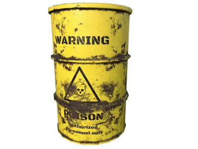 Barrel Yellow Damage Signal Low-poly 3D model