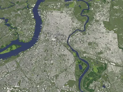 Philadelphia USA in 20 km x 20 km - city and urban 3D model