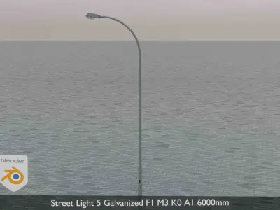 Street Light 5 Galvanized F1 M3 K0 A1 6000mm  Low-poly 3D model