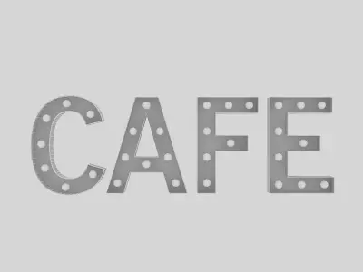Cafe Sign With Bulb Low-poly 3D model
