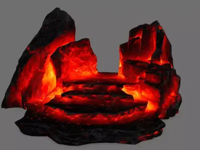 Stone lava rock Low-poly 3D model