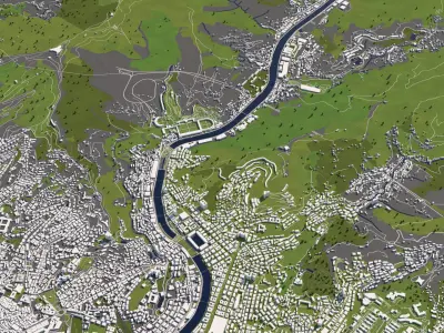 Genoa Italy 50x50km City Map 3D Model 3D model