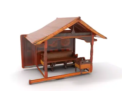 Elegant Wooden Gazebo model pack Low-poly 3D model