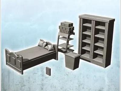 Modern hospital interior furniture set with monitor 7 3D print model