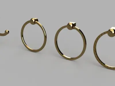 Vintage Internal Door Handle And Lock  and pull rings 3D model