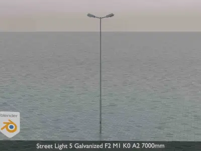 Street Light 5 Galvanized F2 M1 K0 A2 7000mm  Low-poly 3D model