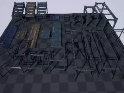 Scaffold Pack  Prop Package Low-poly 3D model