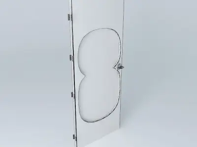 Wording "8", 3D door, very detail with glass,  lock and hinger. Free 3D model