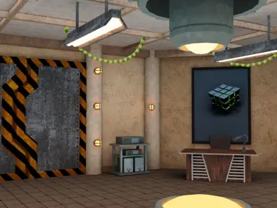 3D Sci-fi lab Low-poly 3D model