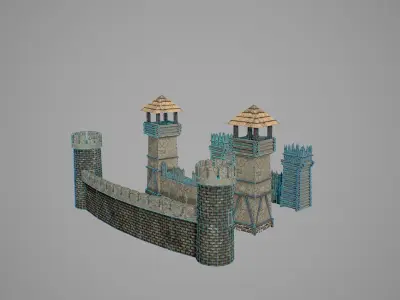 Walls castle Low-poly 3D model