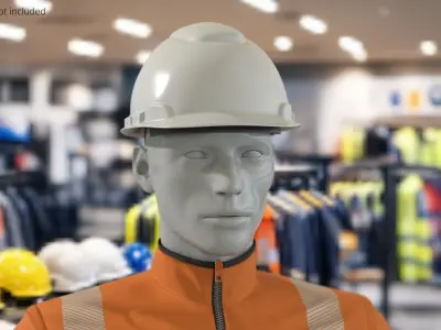 Construction Uniform with Reflective Elements and Helmet Orange 