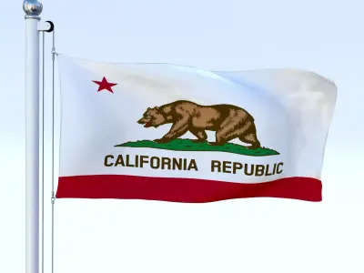Animated California Flag Low-poly 3D model