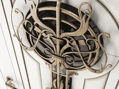 Entrance door Artdeko with wrought iron grille 3D model