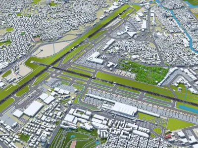 Manila Ninoy Aquino Airport 10km Low-poly 3D model