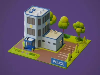 Police Station 3d Model Low-poly 3D model