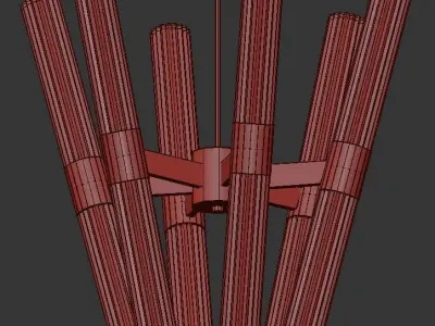 Trella modern chandelier with brass and clear glass rods 3D model