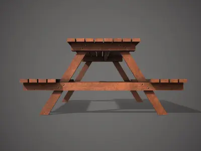Wooden Garden Bench  Low-poly 3D model