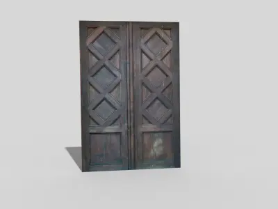 low poly door wooden Low-poly 3D model get