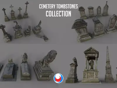 Cemetery tombstones collection 3D Model Pack
