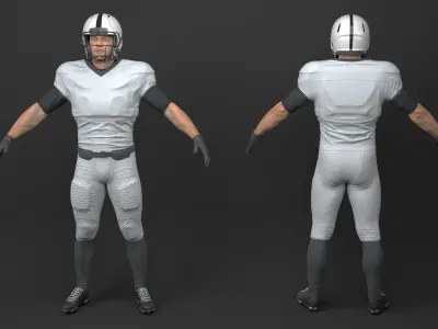  Man White Uniform T-Pose American Football Players 