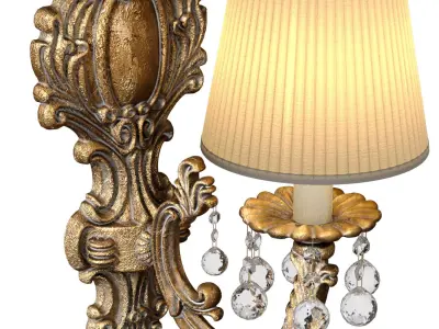 Classic style Antique bronze Wall Lamp Sconce with crystal 3D model