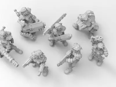 Female Miner Gang with Mixed weapons 3D print model