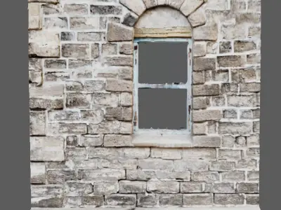 Wall of an ancient built in the times of Medieval  3D model