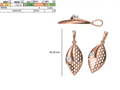 200 JCD  PENDANT EARRINGS SET BULK COLLECTION 2GM LIGHT WT  3D print model