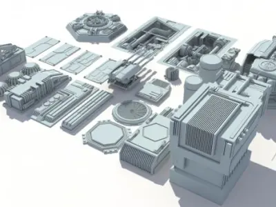 Scifi details and greeble 3D model