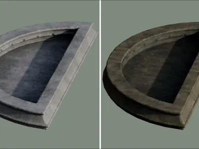 Old Dirty Moldy Concrete Water Fountain Low-poly 3D model