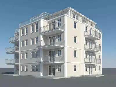 Apartments 1 apartment building with balconies 3D model