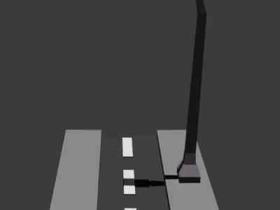 road with pole Low-poly 3D model