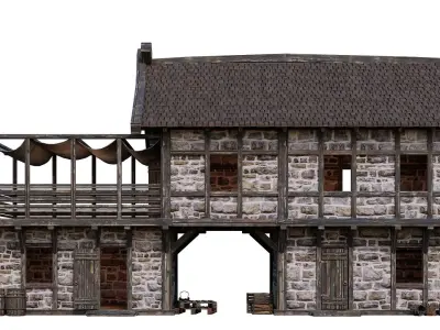 Old Medieval Building House 4K Textures GameReady 63 Low-poly 3D model