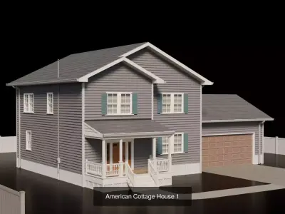 11 American Cottage House  3D Model Pack