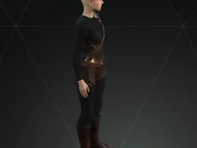 Steampunk rigged character Low-poly 3D model