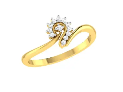Light Weight Yellow Gold Diamond Ring  -R-4188 3D print model