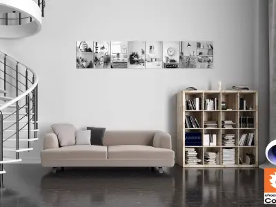 Living Room 13 - Corona - C4D 3D model