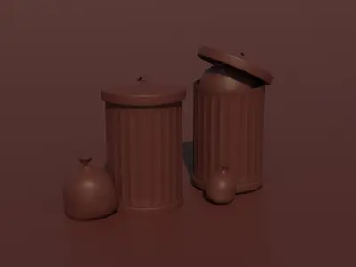 Garbage Can - Lowpoly Cyclinder Garbage Box   Low-poly 3D model