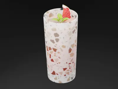 Grapefruit Cocktail Low-poly 3D model