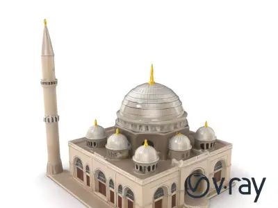 Majestic Mosque with Minaret and Dome model pack Low-poly 3D model