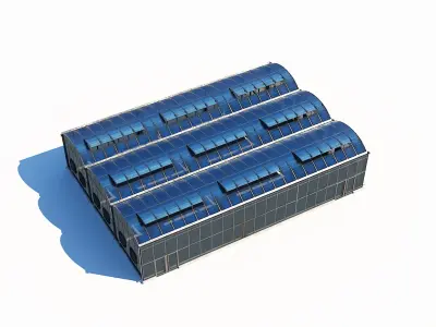 Greenhouse three buildings Low-poly 3D model