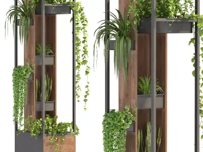 Metal and Wood Plant Stand 3D model