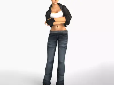 Gangster woman Rigged low poly female character Low-poly 3D model