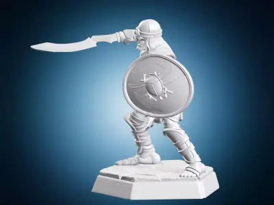 Soldier with Shield and Sword Miniature 3D print model